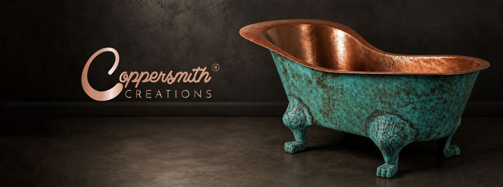 Coppersmith Creations copper and patina bathtub