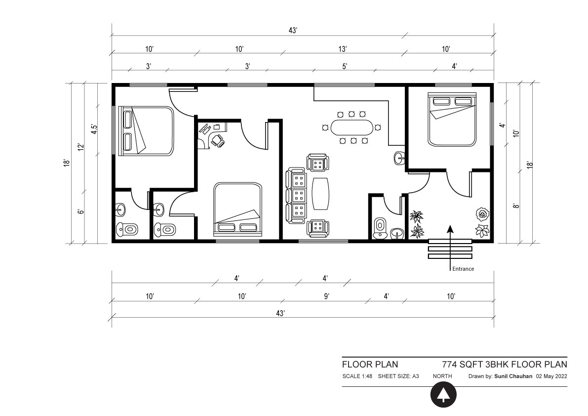 Brand Strategy Design Consultancy - 3BHK Floor Plan